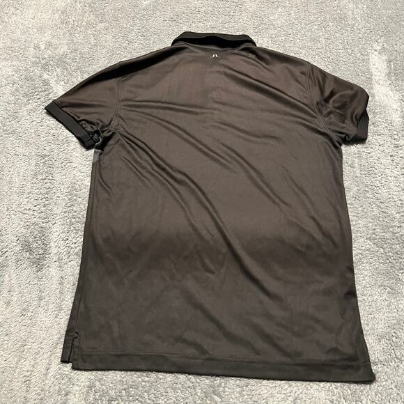J.Lindeberg Polo Shirt Mens Medium Ace Regular Fit TX Jacquard Black Gray Golf - Picture 3 of 8